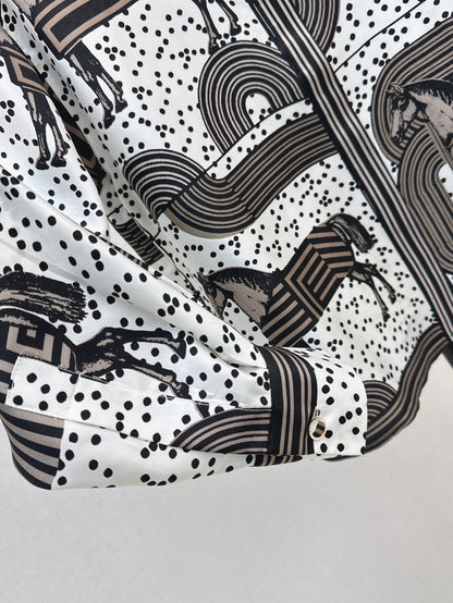 He 25ss print silk shirt