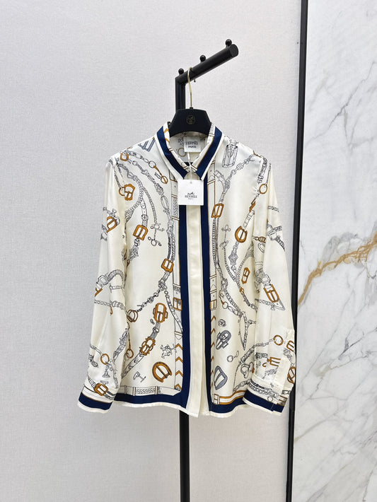 He 25ss print silk shirt