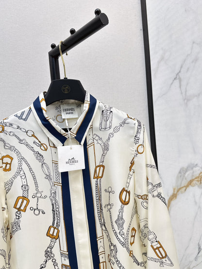 He 25ss print silk shirt
