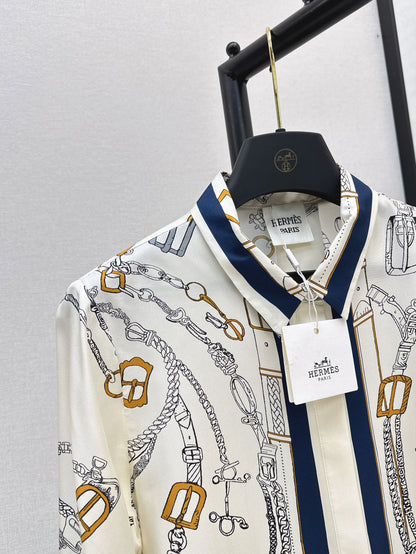 He 25ss print silk shirt
