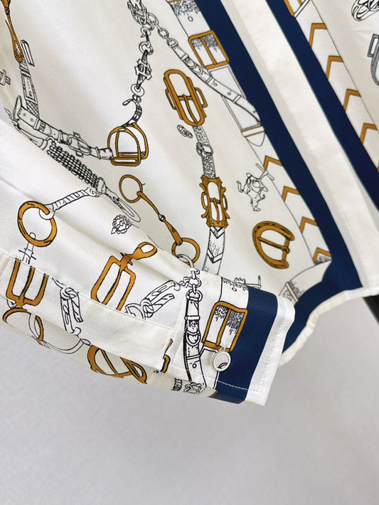He 25ss print silk shirt