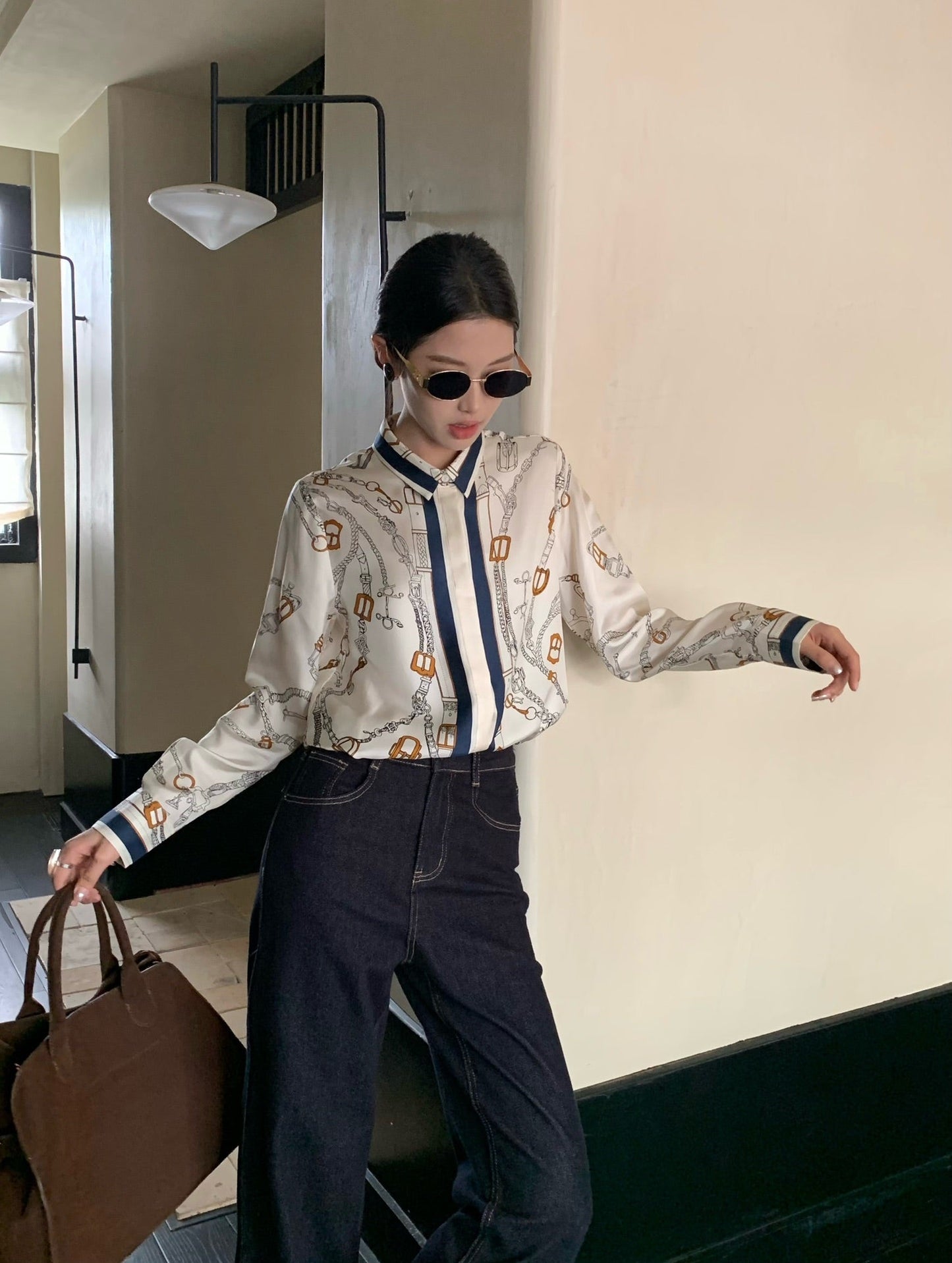 He 25ss print silk shirt
