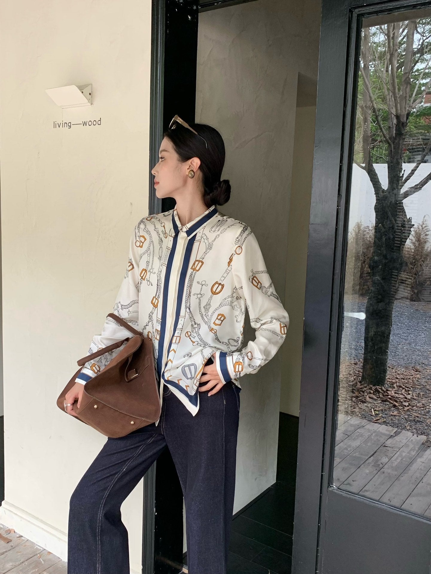 He 25ss print silk shirt