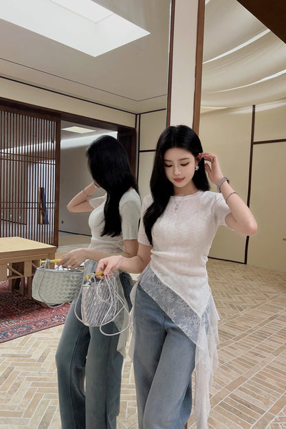 M 25SS Lace knitted shirt