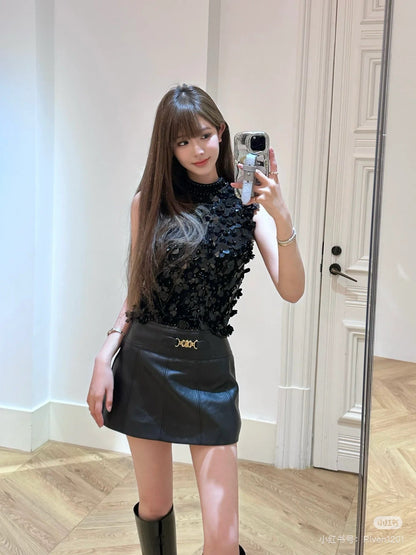 Ce 25ss leather skirt