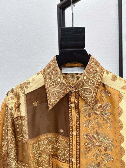 zim 25ss print silk shirt