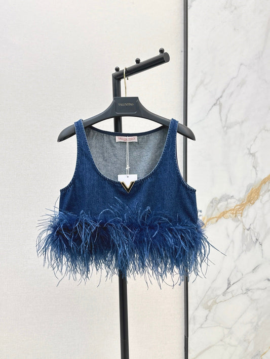 Val 25ss Removable ostrich feathers vest