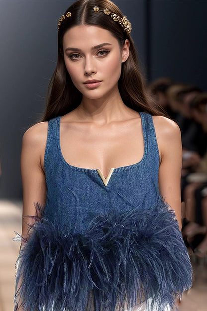 Val 25ss Removable ostrich feathers vest