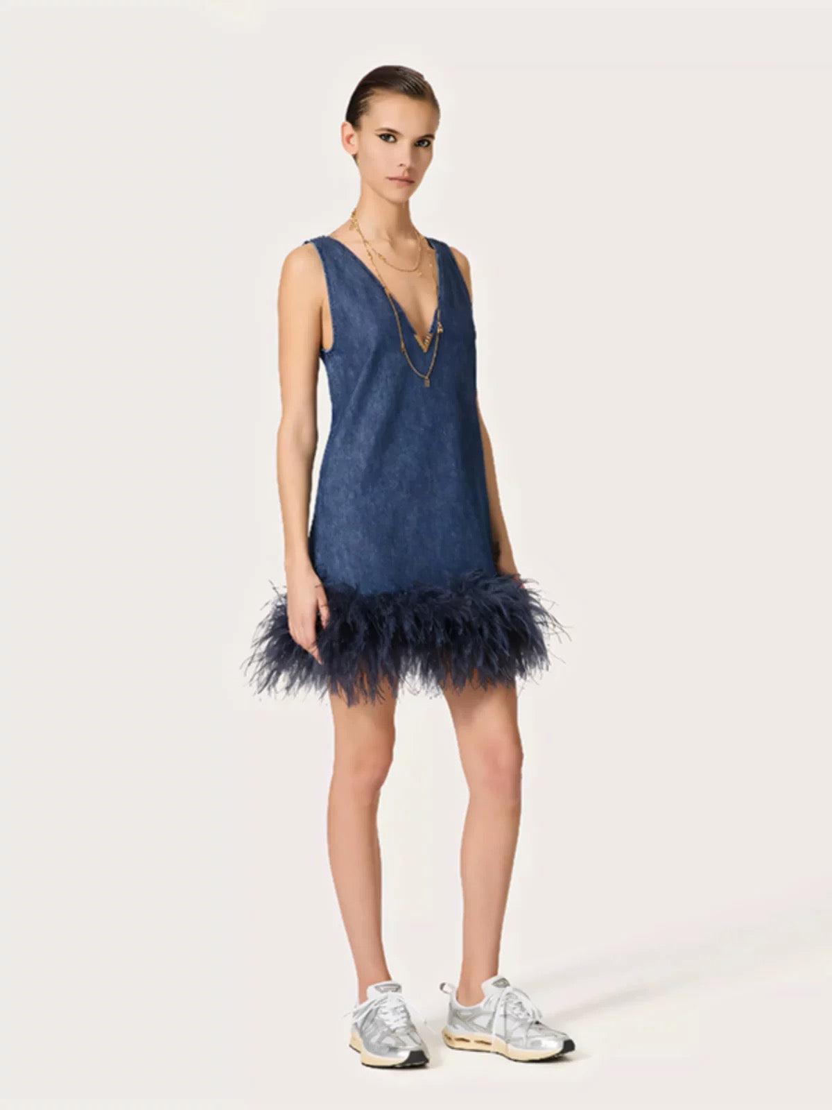 Val 25ss Removable ostrich feathers dress