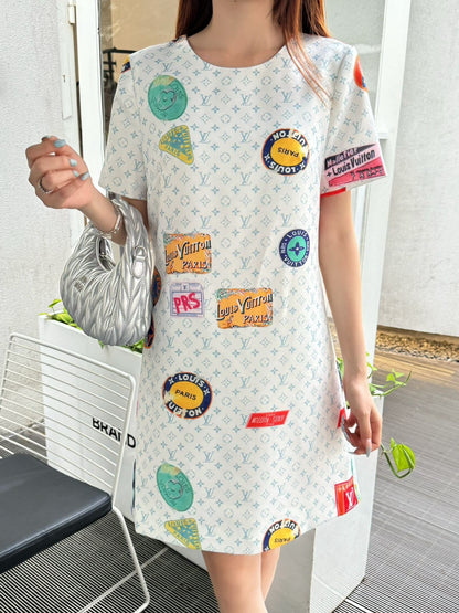 L 25ss print dress