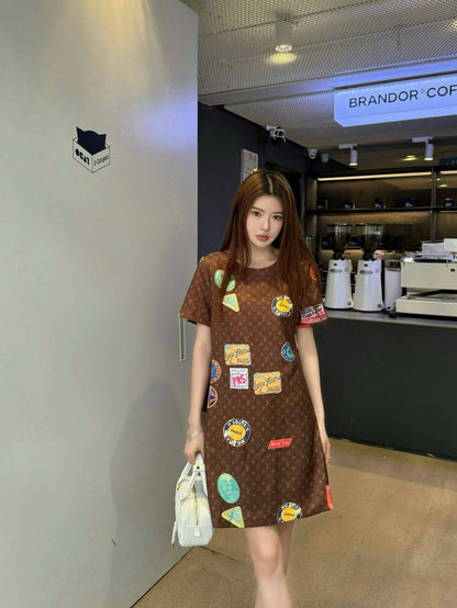 L 25ss print dress