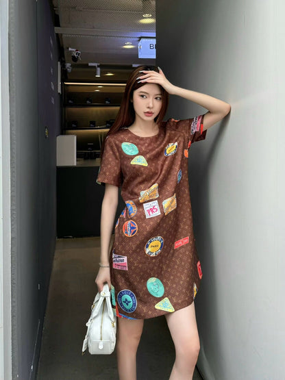 L 25ss print dress