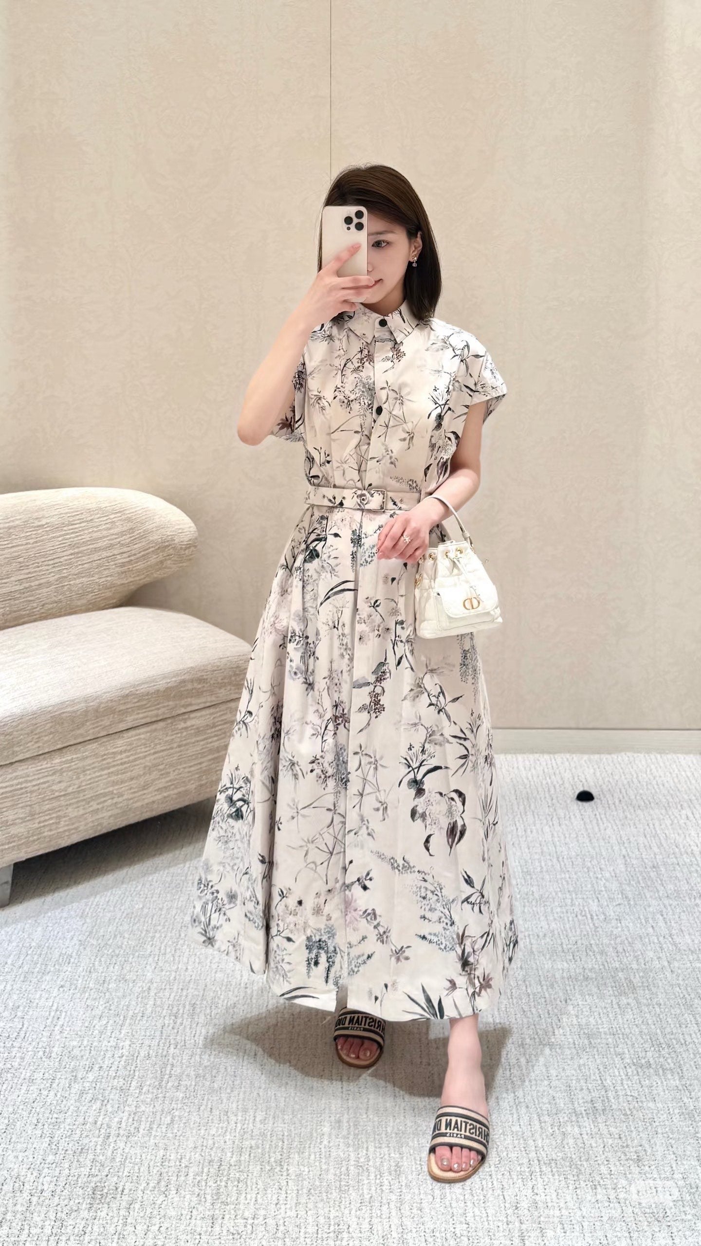 CD 25ss print shirt dress