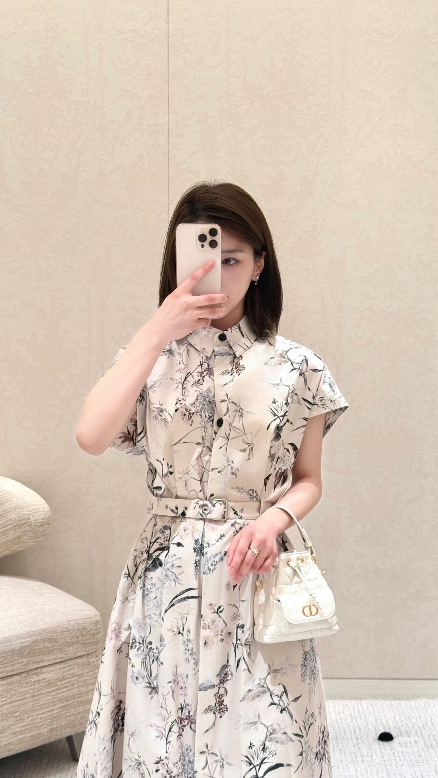 CD 25ss print shirt dress