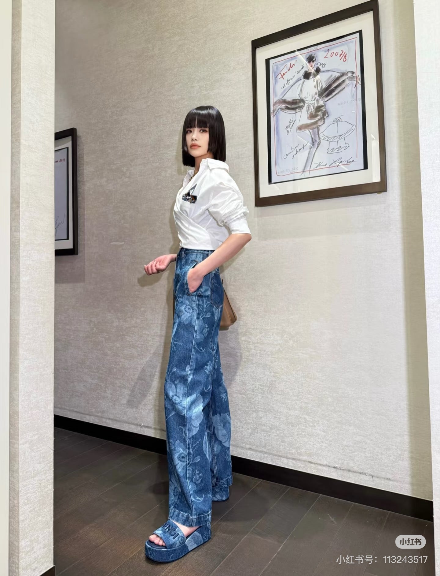 Fen 25ss print jeans