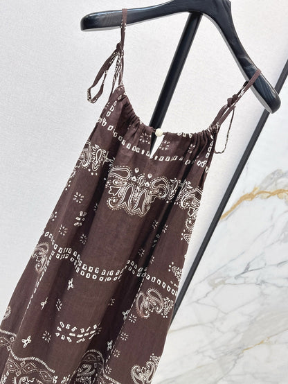 Zim 25ss print linen dress