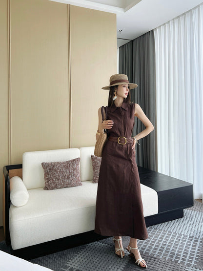 Loe 25ss Linen sleeveless dress