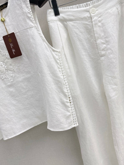 Loro 25ss linen embroidered suit