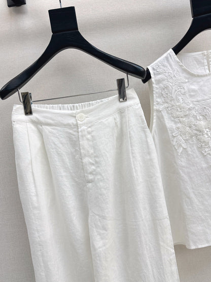 Loro 25ss linen embroidered suit