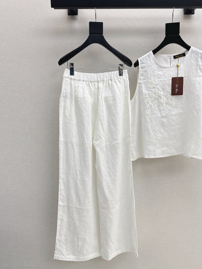 Loro 25ss linen embroidered suit