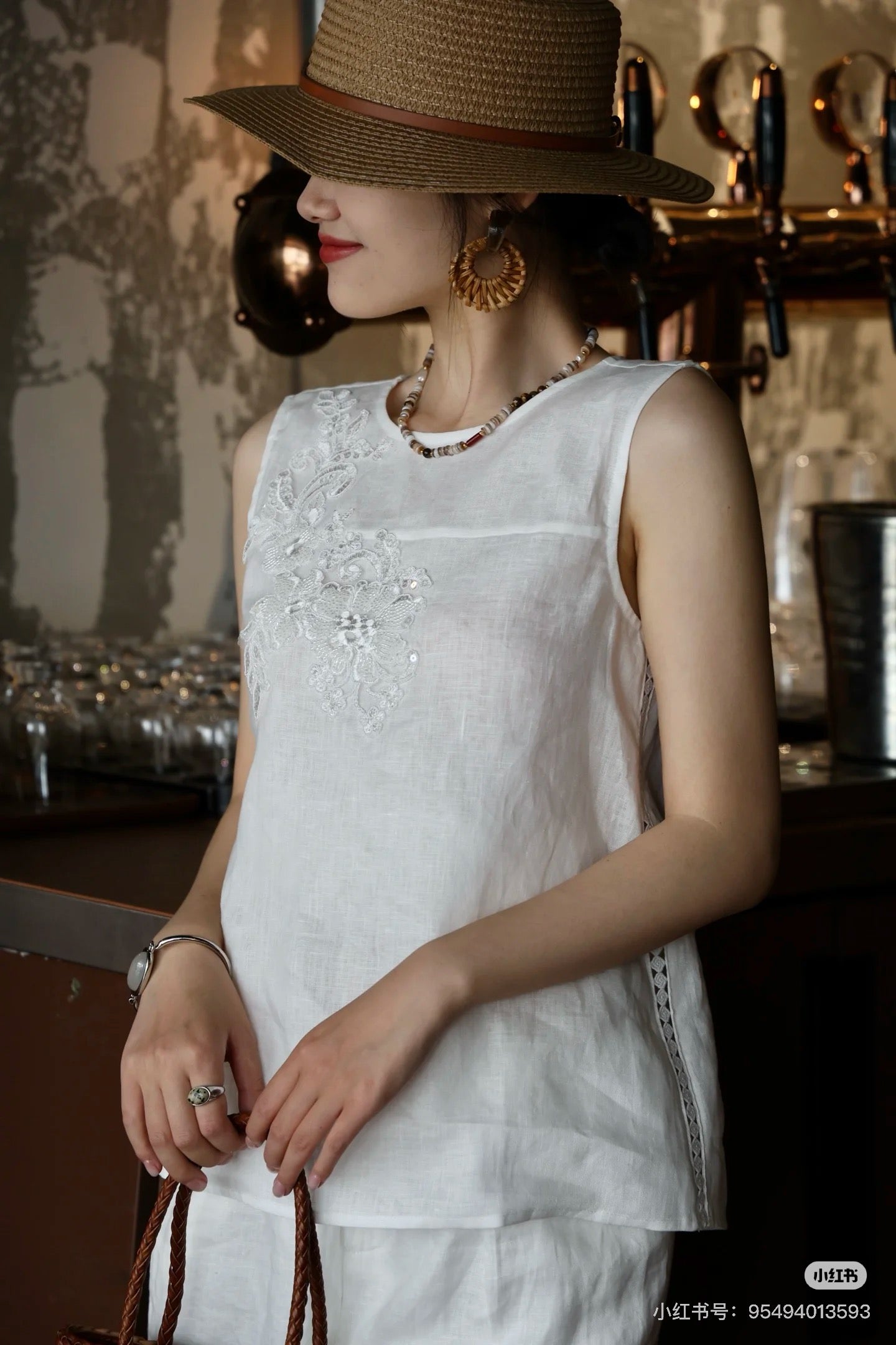 Loro 25ss linen embroidered suit