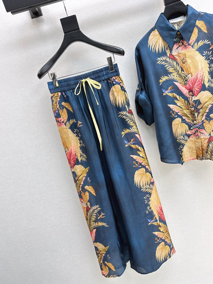 Zimm 25ss Silk print pants