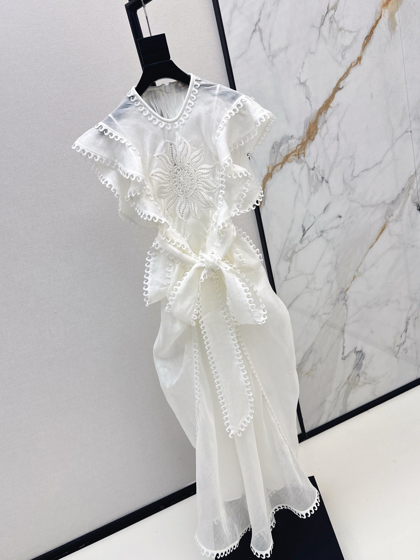 Zimm 25ss Silk Linen ruffle dress