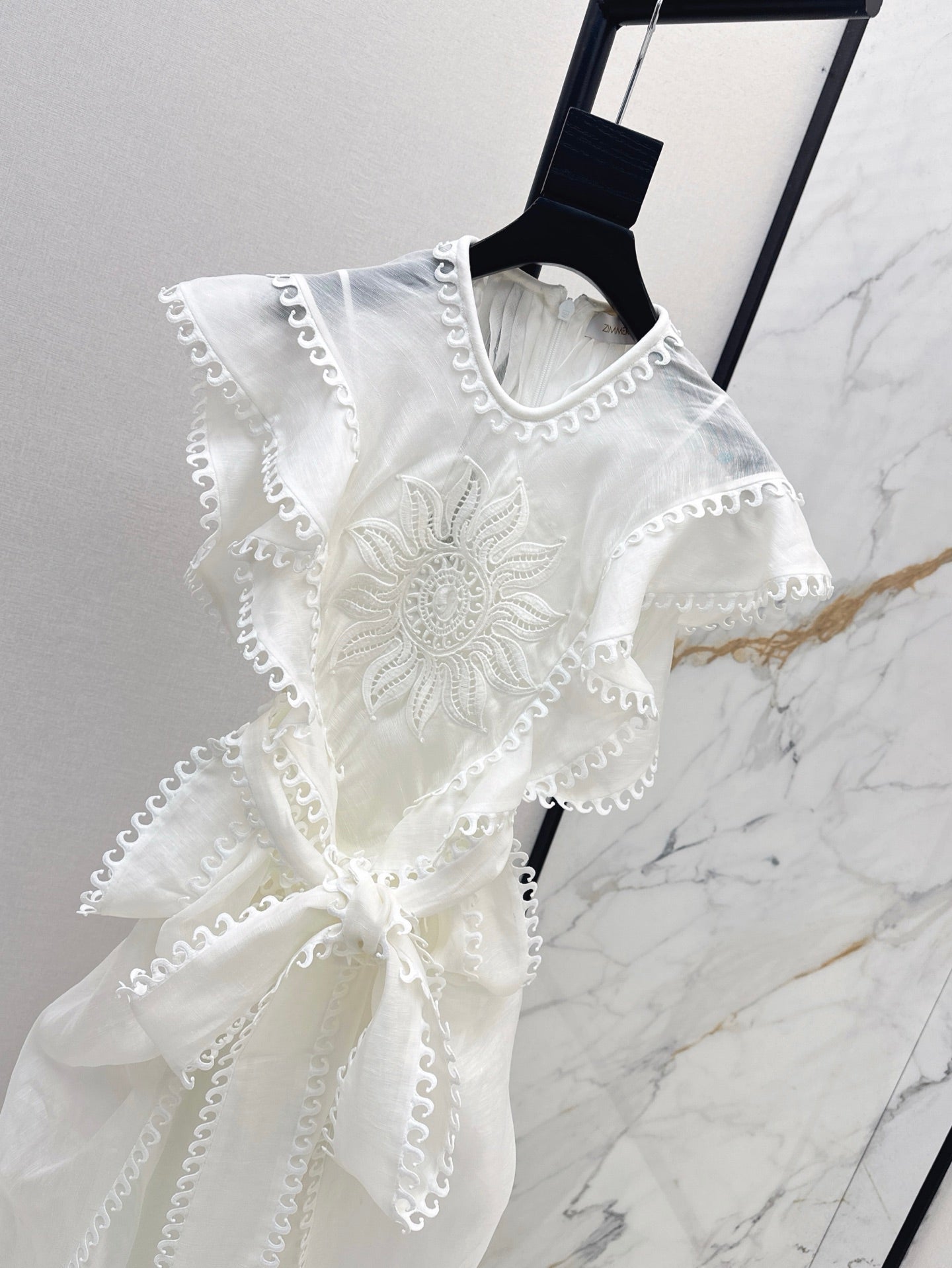 Zimm 25ss Silk Linen ruffle dress