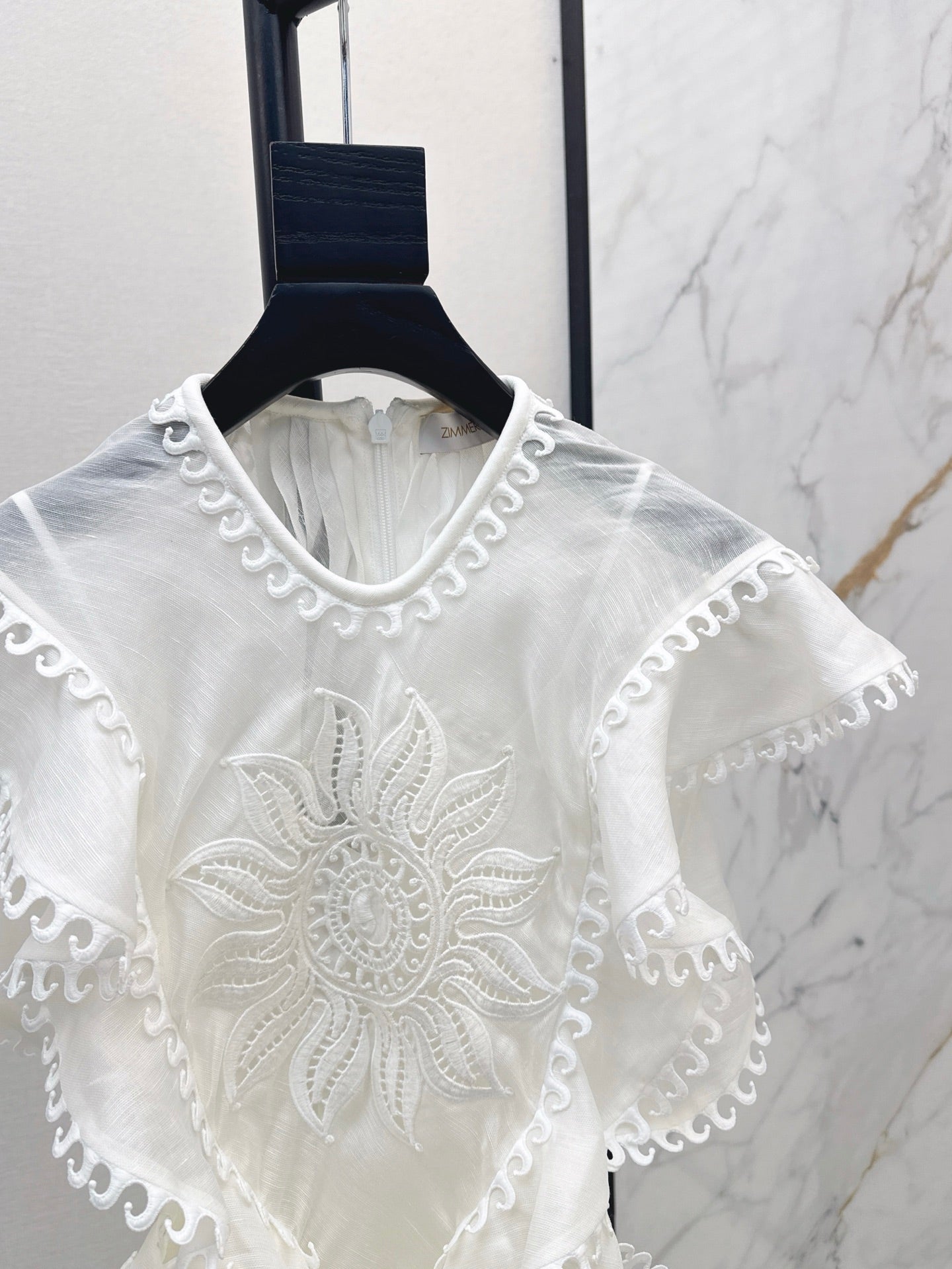 Zimm 25ss Silk Linen ruffle dress