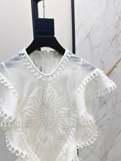 Zimm 25ss Silk Linen ruffle dress