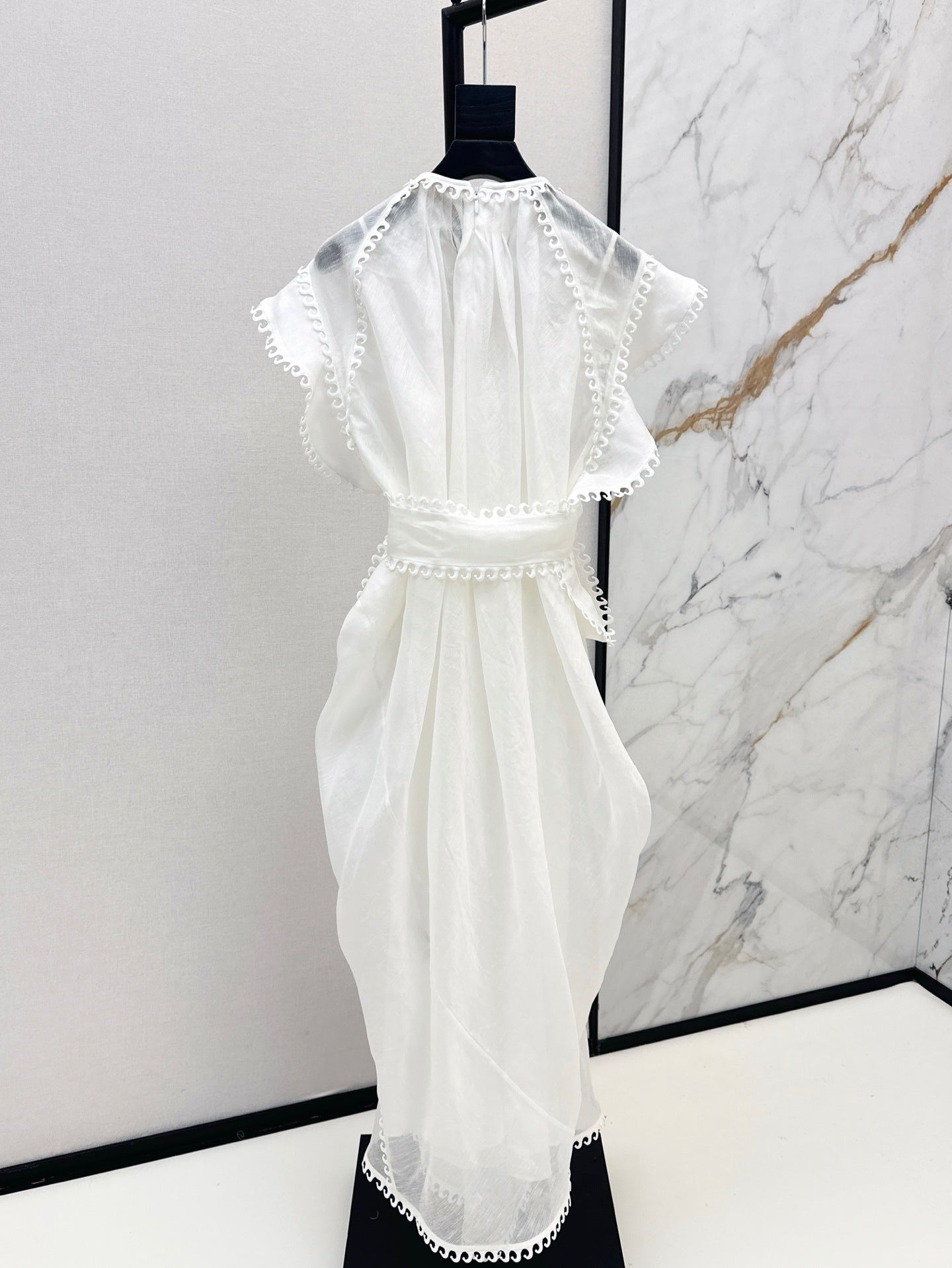 Zimm 25ss Silk Linen ruffle dress