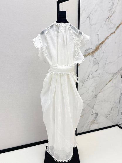 Zimm 25ss Silk Linen ruffle dress