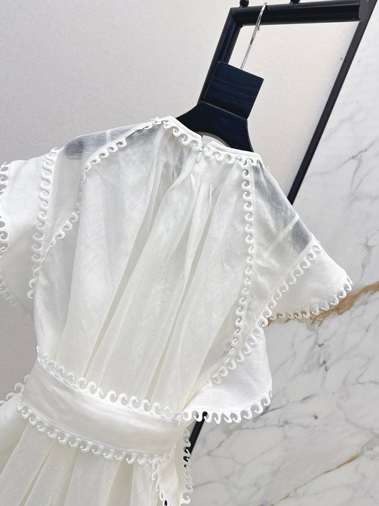 Zimm 25ss Silk Linen ruffle dress