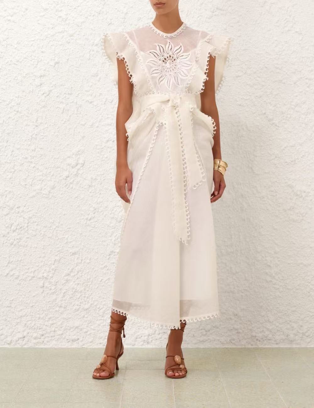 Zimm 25ss Silk Linen ruffle dress