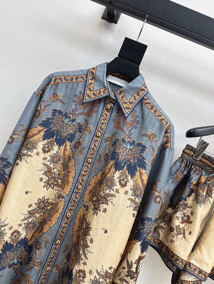 ZIM 25ss silk print shirt