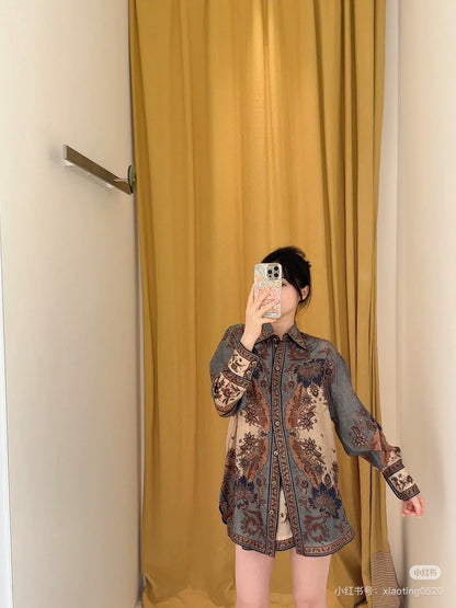 ZIM 25ss silk print shirt