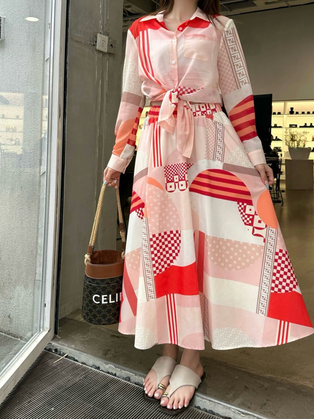 Fen 25ss print skirt