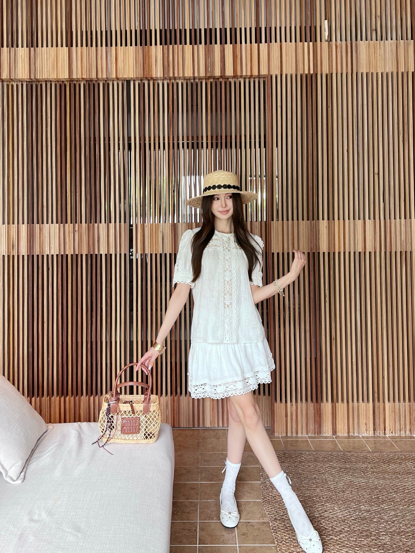 Miu 25ss hollow lace suit