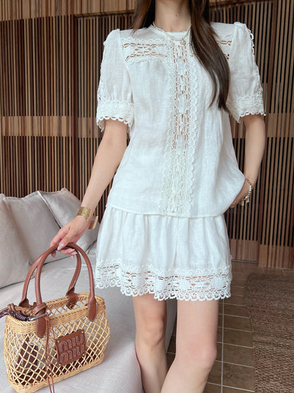 Miu 25ss hollow lace suit