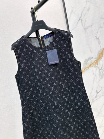 Louis 25ss jacquard denim dress