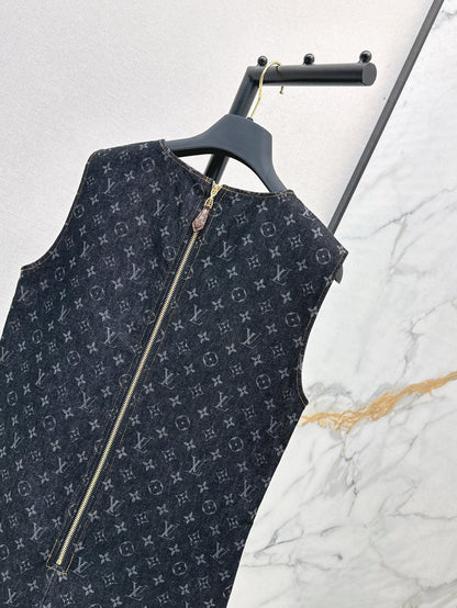 Louis 25ss jacquard denim dress