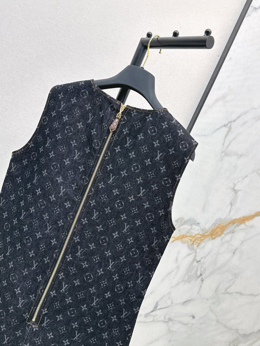 Louis 25ss jacquard denim dress