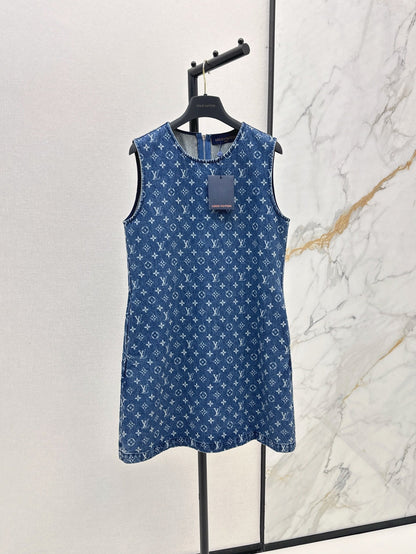 Louis 25ss jacquard denim dress