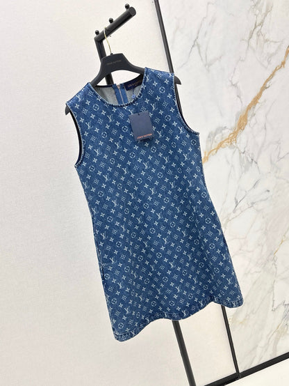 Louis 25ss jacquard denim dress