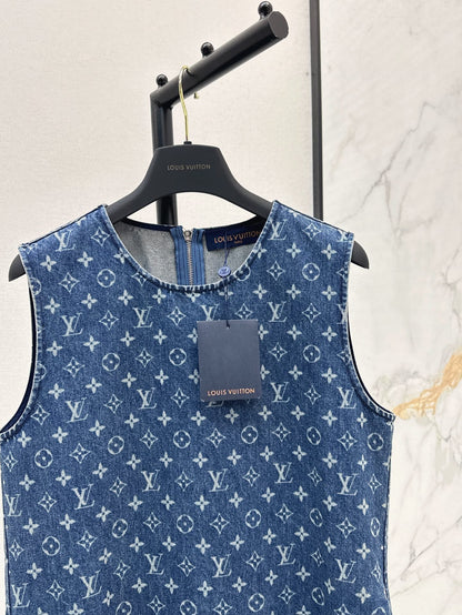 Louis 25ss jacquard denim dress