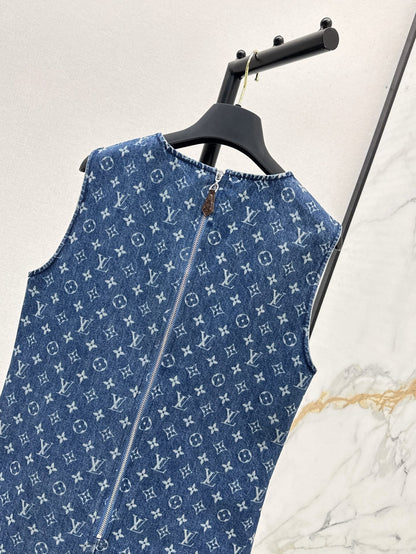 Louis 25ss jacquard denim dress