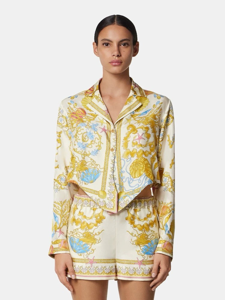 Vers 25ss silk crop shirt