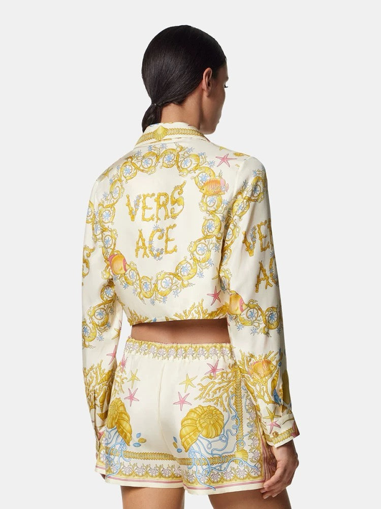 Vers 25ss silk crop shirt