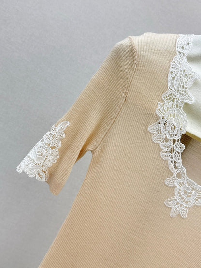 Cho 25ss lace knit shirt