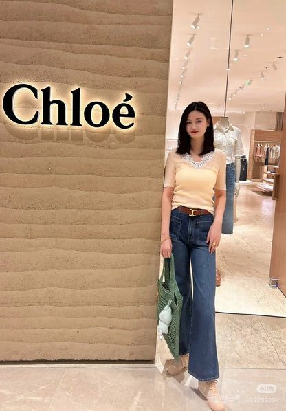 Cho 25ss lace knit shirt